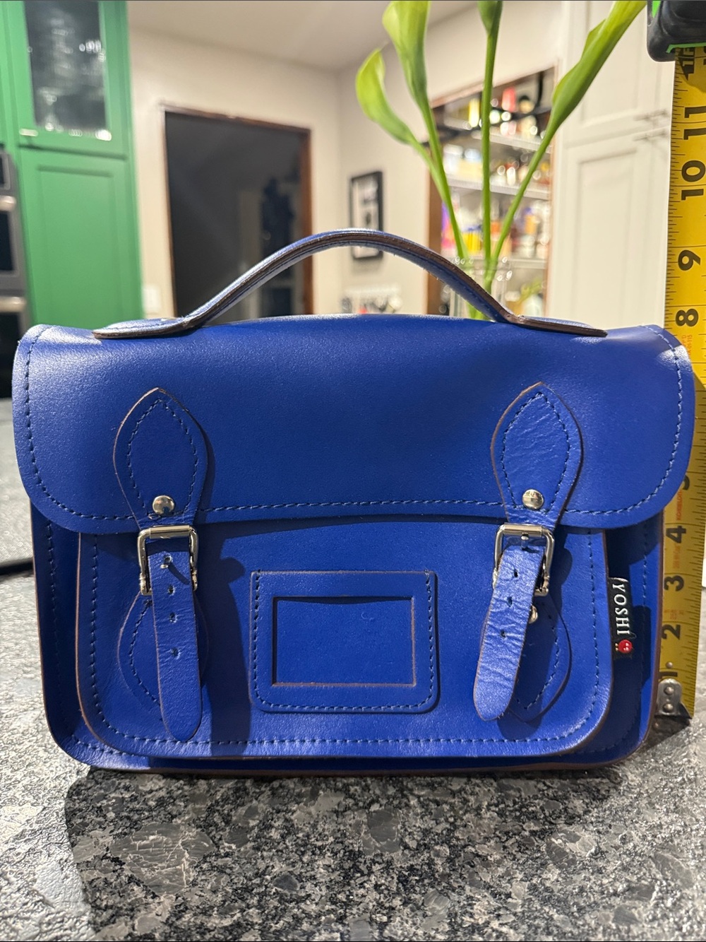 Cobalt Blue Women's Satchel with Top Handle and Crossbody Strap - Picture 9 of 10